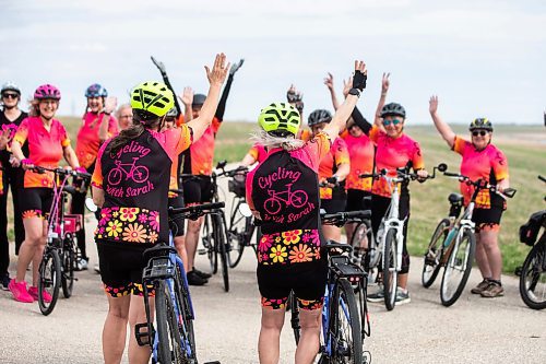 MIKAELA MACKENZIE / FREE PRESS

Rose MacDonald (left) and Sarah Gravelle-MacKenzie, co-founders of Cycling with Sarah, and the members of their cycling club at the Duff Roblin Parkway trail on Tuesday, May 7, 2024. The group, founded in 2022, is Manitoba&#x573; first senior women&#x573; cycling club, and currently has a 60-person long waitlist of those who want to join. 


For AV Kitching story.
