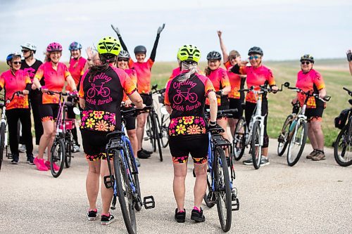 MIKAELA MACKENZIE / FREE PRESS

Rose MacDonald (left) and Sarah Gravelle-MacKenzie, co-founders of Cycling with Sarah, and the members of their cycling club at the Duff Roblin Parkway trail on Tuesday, May 7, 2024. The group, founded in 2022, is Manitoba&#x573; first senior women&#x573; cycling club, and currently has a 60-person long waitlist of those who want to join. 


For AV Kitching story.