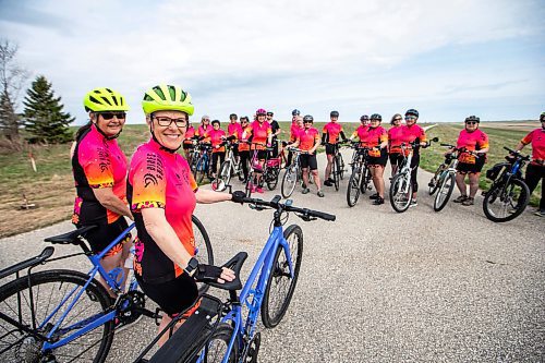 MIKAELA MACKENZIE / FREE PRESS

Rose MacDonald (left) and Sarah Gravelle-MacKenzie, co-founders of Cycling with Sarah, and the members of their cycling club at the Duff Roblin Parkway trail on Tuesday, May 7, 2024. The group, founded in 2022, is Manitoba&#x573; first senior women&#x573; cycling club, and currently has a 60-person long waitlist of those who want to join. 


For AV Kitching story.