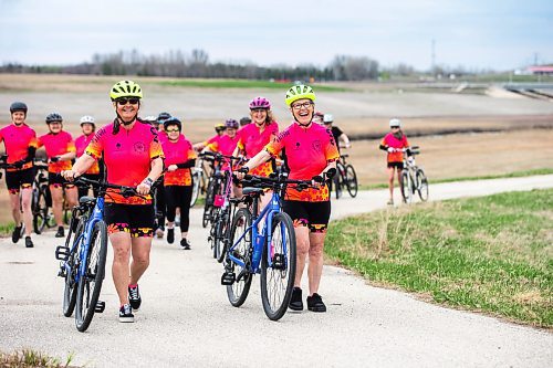 MIKAELA MACKENZIE / FREE PRESS

Rose MacDonald (left) and Sarah Gravelle-MacKenzie, co-founders of Cycling with Sarah, and the members of their cycling club at the Duff Roblin Parkway trail on Tuesday, May 7, 2024. The group, founded in 2022, is Manitoba&#x573; first senior women&#x573; cycling club, and currently has a 60-person long waitlist of those who want to join. 


For AV Kitching story.