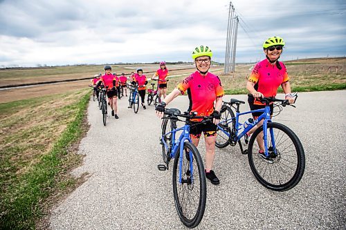 MIKAELA MACKENZIE / FREE PRESS

Sarah Gravelle-MacKenzie (left) and Rose MacDonald, co-founders of Cycling with Sarah, and the members of their cycling club at the Duff Roblin Parkway trail on Tuesday, May 7, 2024. The group, founded in 2022, is Manitoba&#x573; first senior women&#x573; cycling club, and currently has a 60-person long waitlist of those who want to join. 


For AV Kitching story.