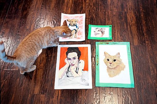 Ruth Bonneville / Free Press
49.8 - Creators - pet portraits
Journalist portraits of local artist, Annick Svistovski, working from home on painting portraits of pets from a photo her clients have provided for her. Her house cats love to hang around while she works.
Photo of Peaches checking out some of Annick's work including a self-portrait of herself.
Story: 49.8 The Creators: Pet Portrait Artist
Annick is a painter who specializes in painting animal portraits from pictures which her clients send her. Sheճ currently painted cats and dogs only but is hoping to be able to paint other pets.
Story by AV Kitching
May 9th, 2024