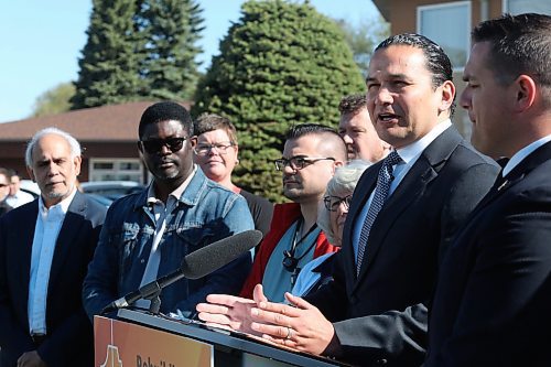 Doctors Dave Maharajh, from left, Zaheed Fashola and Klevis Illiriani &#x44a;seen here during a Friday morning press conference in Carberry with Manitoba Premier Wab Kinew &#x44a;will be rotating shifts at the Carberry Health Centre emergency room. (Matt Goerzen/The Brandon Sun