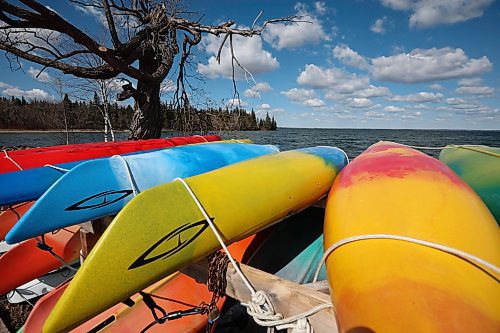 Kayaks offered for rent at the Clear Lake Marina along the pier in Wasagaming. Parks Canada announced on Thursday that all personal watercraft, including motorized boats, canoes, kayaks and paddle boards, will be banned from use on the lake for the 2024 season. (Tim Smith/The Brandon Sun)