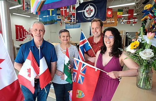 Ruth Bonneville / Free Press

BIZ - Flag Shop

Group photo of Samantha and her husband Mathew Hobson, alongside her parents Guy &amp; Magda Gauthier. 

Story: The Flag Shop, is holding a grand-re-opening event on Sat May 11 at its new location on south Osborne. The store opened on Pembina Hwy in 1996 as  a family-run venture: 

There are various pics filed for the new store including: exterior shot (Mathew putting out benches), shots of the various merchandise - country flags, group photo, store mascot - 6-month old Griffin sporting a Canada Flag bandana and Magda (mom) hard @ work - she's the entire sewing department.

Dave Sanderson 

May 10th, 2024
