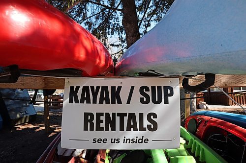 09052024
Kayaks and stand-up paddle boards offered for rent at Cycle Creek Outdoor Supply in Wasagaming. Parks Canada announced on Thursday that all personal watercraft, including motorized boats, canoes, kayaks and paddle boards, will be banned from use on Clear Lake for the 2024 season as part of work to determine whether invasive zebra mussels have established a presence in the lake.   (Tim Smith/The Brandon Sun)