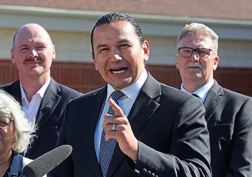 Manitoba Premier Wab Kinew announced the reopening of the emergency room at the Carberry Health Centre on Friday morning, giving significant credit to the on-the-ground work of the community and Prairie Mountain Health. (Matt Goerzen/The Brandon Sun)