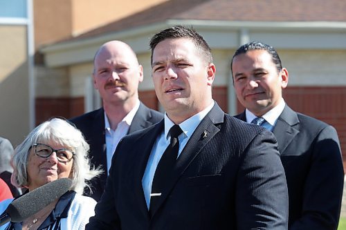 Town of Carberry Coun. Mike Sudak offers words of thanks to the province for their efforts to return emergency room services to his community on Friday morning. &quot;We have a sense that a weight has been lifted off our shoulders now,&quot; he told a large crowd of Carberry residents who gathered outside the Carberry Health Centre to hear Manitoba Premier Wab Kinew make the announcement. (Matt Goerzen/The Brandon Sun)