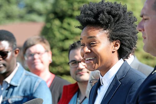 Manitoba Health Minister Uzoma Asagwara was all smiles during a press conference in Carberry on Friday morning to announce the reopening of the emergency room at the Carberry Health Centre and the hiring of three doctors to work shifts in the hospital ER. (Matt Goerzen/The Brandon Sun)