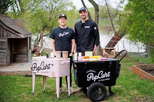 MIKE DEAL / FREE PRESS
Shawn Vidal (left) and Ryan Wiebe, co-owners of Bones &amp; Marrow Broth Company, Pop Cart Wpg, Juice Me and Abiding Citizen.
See Gabrielle Piche story
240513 - Monday, May 13, 2024.