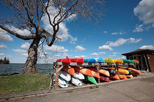 Kayaks offered for rent at the Clear Lake Marina along the pier in Wasagaming. Parks Canada announced earlier this month that all personal watercraft, including motorized boats, canoes, kayaks and paddle boards, will be banned from use on Clear Lake for the 2024 season as part of work to determine whether invasive zebra mussels have established a presence in the lake.   (Tim Smith/The Brandon Sun)