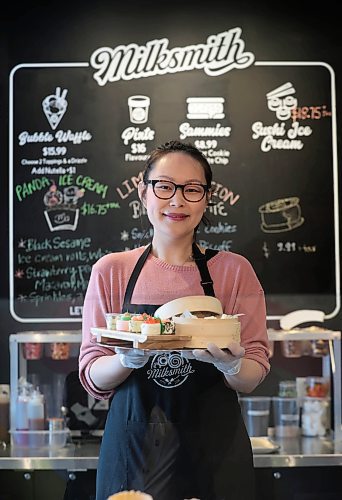 Ruth Bonneville / Free Press

ENT - Asian Heritage Month

Photo of Siuleen Leibl owner of  Milksmith, with two specialty ice cream treats: a sushi platter (complete with faux wasabi and soya sauce) and ice cream bao buns.


Subject: Siuleen Leibl is the owner of Corydon ice cream shop Milksmith. This month, to celebrate Asian Heritage Month, Leibl and her team have created two specialty ice cream treats: a sushi platter (complete with faux wasabi and soya sauce) and ice cream bao buns.

For Tasting Notes on Wednesday.

Story by Eva Wasney


May 13th, 2024
