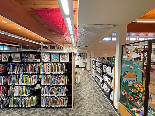 MIKE DEAL / FREE PRESS
For the past two years, a leak has been left to fester in Fort Garry Public Library &#x2014; and advocates say it points to a bigger issue with funding of public services like libraries in Winnipeg.
See Joyanne Pursaga story
240514 - Tuesday, May 14, 2024.