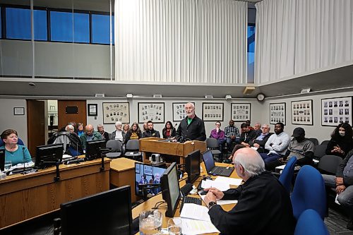 Former Manitoba NDP candidate Quentin Robinson voices support for the proposed changes during a public hearing before the Planning Commission on Wednesday. (Colin Slark/The Brandon Sun)