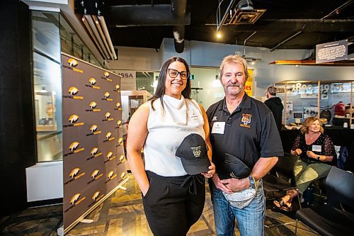 MIKAELA MACKENZIE / FREE PRESS

New Football Hall of Fame inductees Andrea Backlund and Brian Marks at the Sport Manitoba building in on Thursday, May 16, 2024. 

For Josh story.

