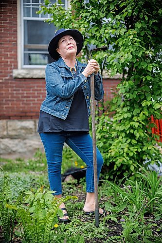 MIKE DEAL / FREE PRESS
Coleen Rajotte, a former CBC-TV journalist of Cree/M&#xe9;tis heritage, shares knowledge of growing traditional foods, gathering plant medicines and cooking garden fresh recipes as host on Vitality Gardening a show on APTN. In both the front and back yard of her home in Wolseley, Rajotte plants everything from fresh herbs to tomatoes to the four sacred medicines and more. 
Season 3 of Vitality Gardening will be airing in June.
See Janine LeGal story
240516 - Thursday, May 16, 2024.