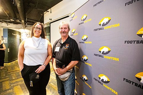 MIKAELA MACKENZIE / FREE PRESS

New Football Hall of Fame inductees Andrea Backlund and Brian Marks at the Sport Manitoba building in on Thursday, May 16, 2024. 

For Josh story.

