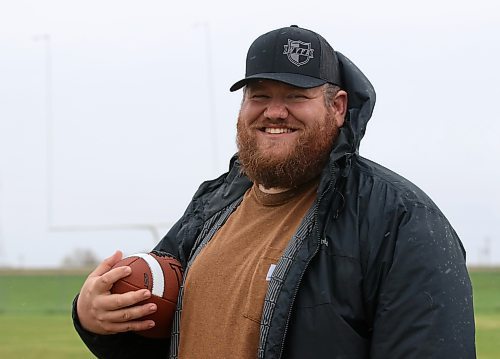 Westman Youth Football Association president Brady Dane stands in front of the new goal posts that were set into the ground at Boyd Stadium last Friday. (Perry Bergson/The Brandon Sun)
May 19, 2024