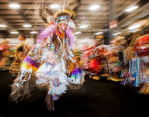 JOHN WOODS / FREE PRESS
Dancers perform during the grand entrance at Manito Abhee powwow Sunday, May 19, 2024. 

Reporter: standup