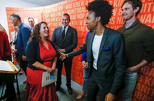 JOHN WOODS / FREE PRESS
NDP leader Wab Kinew introduces Tuxedo by-election candidate Carla Compton, left, to MLAs at their River Heights constituency office Monday, May 20, 2024. 

Reporter: nicole