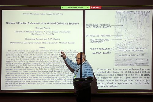 21052024
Dr. Robert F. Martin delivers the Distinguished Lecture during day two of the the GAC-MAC-PEG 2024 Geosciences Conference at Brandon University on Tuesday.
(Tim Smith/The Brandon Sun)