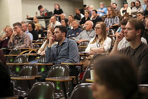 21052024
Attendees listen as Dr. Robert F. Martin delivers the Distinguished Lecture during day two of the the GAC-MAC-PEG 2024 Geosciences Conference at Brandon University on Tuesday.
(Tim Smith/The Brandon Sun)