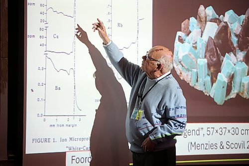 21052024
Dr. Robert F. Martin delivers the Distinguished Lecture during day two of the the GAC-MAC-PEG 2024 Geosciences Conference at Brandon University on Tuesday.
(Tim Smith/The Brandon Sun)