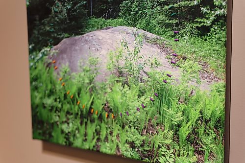 Beadwork overlaid on "flower rock." (Charlotte McConkey/The Brandon Sun)