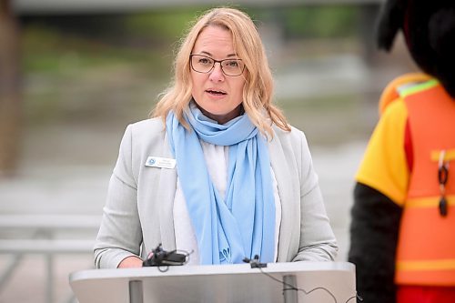 Mike Sudoma/Free Press
Stacey Grochalski Executive Director of Life Saving Society of Manitoba chats to members of the media at the Forks Wednesday afternoon
May 22, 2024