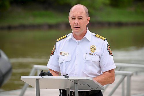 Mike Sudoma/Free Press
WFPS Chief Christian Schmidttalks to members of the media at the Forks Wednesday afternoon
May 22, 2024