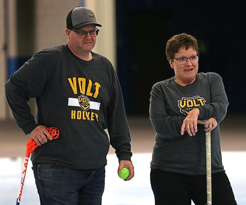 Chad Wallin and Cathy Critchlow watch their athletes on Tuesday at the Keystone Centre during Westman Volt Hockey's last practice prior to heading to nationals in Ontario this weekend. (Perry Bergson/The Brandon Sun)
May 21, 2024