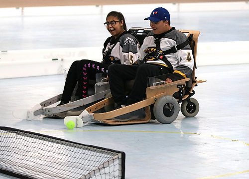 Anshika Chimpa (25) and Ethan Hall (4) compete for the ball on Tuesday at the Keystone Centre during Westman Volt Hockey's last practice prior to heading to nationals in Ontario this weekend. (Perry Bergson/The Brandon Sun)
May 21, 2024