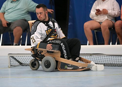 Daniel Laurenco guards his net on Tuesday at the Keystone Centre during Westman Volt Hockey's last practice prior to heading to nationals in Ontario this weekend. (Perry Bergson/The Brandon Sun)
May 21, 2024