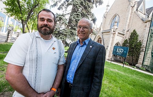 JOHN WOODS / FREE PRESS
Michael Minor, appointed warden, left, and retired Bishop Donald Phillips are photographed outside Holy Trinity Anglican Church Sunday, May 26, 2024.