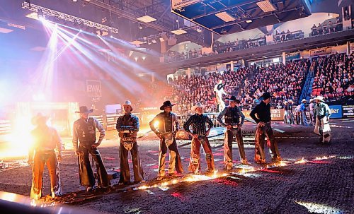 Bull riders line up during the introductions prior to the PBR Chute Out at Westman Place on Saturday evening in front of an enthusiastic sold-out crowd. (Perry Bergson/The Brandon Sun)
May 25, 2024