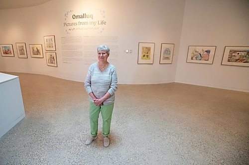 BROOK JONES / FREE PRESS
Darlene Coward Wight who is the WAG-Qaumajuq Curator of Inuit Art is pictured in front of the Omalluq: Pictures from my Life exhibit which features work by Kinngait artist Omalluq Oshutsiaq. Oshutsiaq began drawing during the last two years of her life and died in 2014.. The art exhibit runs until March 30, 2025.