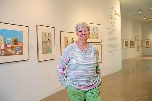 BROOK JONES / FREE PRESS
Darlene Coward Wight who is the WAG-Qaumajuq Curator of Inuit Art is pictured in front of the Omalluq: Pictures from my Life exhibit which features work by Kinngait artist Omalluq Oshutsiaq. Oshutsiaq began drawing during the last two years of her life and died in 2014.. The art exhibit runs until March 30, 2025.