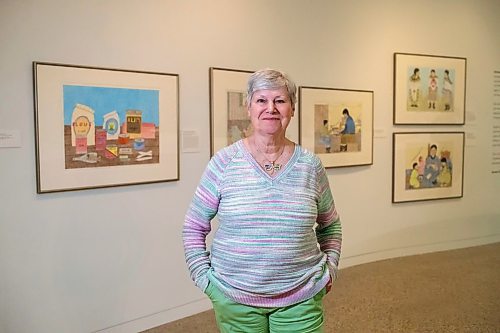 BROOK JONES / FREE PRESS
Darlene Coward Wight who is the Winnipeg Art Gallery-Qaumajuq Curator of Inuit Art is pictured in front of the Omalluq: Pictures from my Life exhibit which features work by Kinngait artist Omalluq Oshutsiaq at the WAG-Qaumajuq in Winnipeg, Man.., Friday, May 24, 2024. Oshutsiaq began drawing during the last two years of her life and died in 2014.. The art exhibit runs until March 30, 2025.