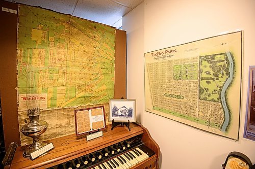 Mike Sudoma/Free Press
Vintage maps of Winnipeg (left) and Tuxedo Park (right) on display inside the Charleswood Museum Saturday
May 24, 2024