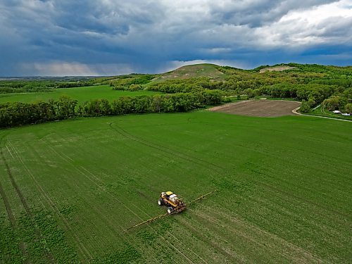 27052024
A sprayer works in a field south of Rivers on Monday as rain falls in the distance.
(Tim Smith/The Brandon Sun)default