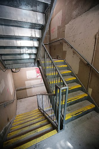 JOHN WOODS / FREE PRESS
The parking garage stairwell next-door to The Meeting Place church in downtown Winnipeg Tuesday, May 28, 2024. Allegedly downtown churches are facing security challenges.

Reporter: john