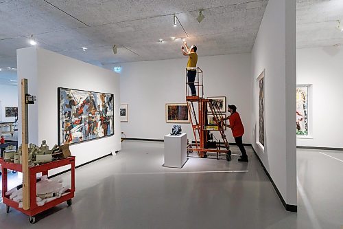 MIKE DEAL / FREE PRESS
Crews adjust the lighting during the installation of the Riopelle show.
Curator Sylvie Lacerte at WAG-Qaumajuq where a new exhibit is being installed, Riopelle: Crossroads in Time. The exhibit is part of the the centennial celebration of Riopelle&#x2019;s birth and many of his acclaimed works will be on display alongside creations rarely or never seen before, including sculptures, prints, collages, and figurative drawings.
Riopelle&#x2019;s influence with other artists will be on display as well, selected works by artists &#x2013; both his contemporaries and some working today &#x2013; who represent a broad range of cultural and aesthetic perspectives.
See Jen Zoratti story
240528 - Tuesday, May 28, 2024.