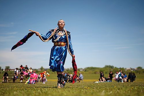 Tiara Bell of Sioux Valley Dakota Nation dances during a powwow at Wednesday's event. (Tim Smith/The Brandon Sun)