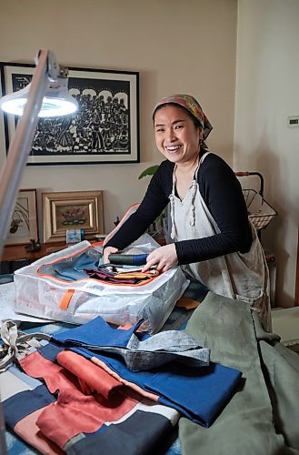 Ruth Bonneville / Free Press

49.8 The CREATORS - Michino 

Michino Tsuboi Phillips  in her home workshop and dyeing and hanging material on the line.  

Story: 49.8 The Creators
Michino makes hand-dyed aprons from heavy cottons and denims. She uses plants and flowers which she grows in her backyard to dye the materials which she then converts into aprons and bags.  

Photos of her in her workshop and  in the dyeing process outside her home her back garden. 

AV Kitching 
Writer, Arts &amp; Life, The Free Press

May 23rd, 2024
