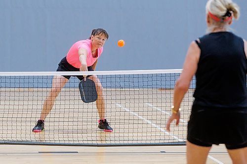 MIKE DEAL / FREE PRESS
Lisa Walsh during practice at the Dakota Fieldhouse Wednesday. Walsh is a 4.0 level pickleball player and reigning gold medal winner in the ladies doubles event in the Manitoba Pickleball provincial championship. Walsh will be playing in the Canadian Nationals this August. 
See Zoe Pierce story
240529 - Wednesday, May 29, 2024.