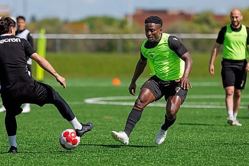 MIKE DEAL / FREE PRESS
Valour FC Raphael Ohin (27) during practice at the Ralph Cantafio Soccer Complex Wednesday.
240529 - Wednesday, May 29, 2024.