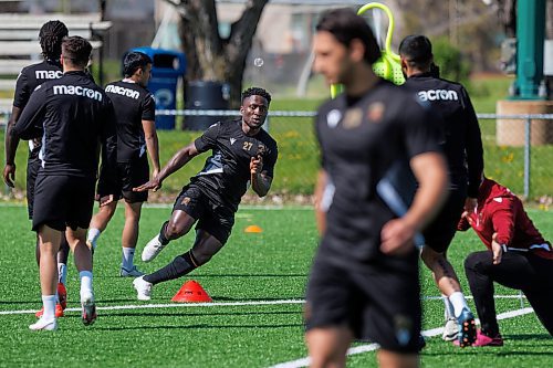 MIKE DEAL / FREE PRESS
Valour FC Raphael Ohin (27) during practice at the Ralph Cantafio Soccer Complex Wednesday.
240529 - Wednesday, May 29, 2024.