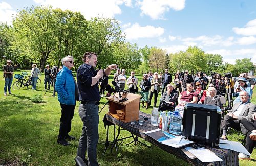 Ruth Bonneville / Free Press

LOCAL - Little Forks

Terry MacLeod &#x2013; Principal, MacLeod Community Media, and Jean Trottier -- Associate Professor, Department of Landscape Architecture, University of Manitoba, speak to guests at the project launch of  Little Forks at Point Douglas Park (next to the Louise Bridge), Wednesday. 

Speakers: 
Sel Burrows -- The Point Powerline coordinator
Gary Doer -- Former Manitoba Premier and Canadian ambassador to the United States


May 29th, 2024
