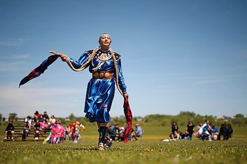 29052024
Tiara Bell of Sioux Valley Dakota Nation dances during a powwow at the Our Journey: Celebrating Indigenous Student Success event at the Riverbank Discovery Centre on Wednesday. The event honoured Indigenous students including graduates from local elementary schools, high schools and college/university. It included a powwow, a pipe ceremony, a BBQ lunch and a late afternoon feast. 
(Tim Smith/The Brandon Sun)