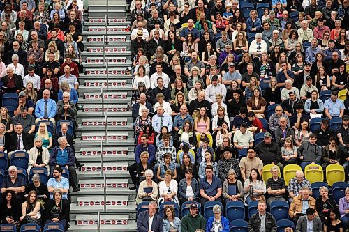 Family, friends and other loved ones watch Brandon University’s convocation for the faculty of education at the BU Healthy Living Centre on Thursday. (Tim Smith/The Brandon Sun)